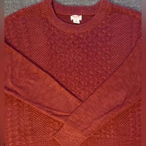 Massimo Burgundy Cable Knit Crewneck Pullover Sweater